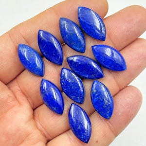 Natural Lapis Lazuli Marquise Shape Cabochon Flat Back loose Wholesale Gemstones, 10x20mm 10 pcs