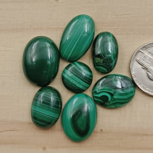 AAA+ Quality Natural Malachite Oval Shape Cabochon Flat Back  Wholesale Gemstones 7 pcs lot
