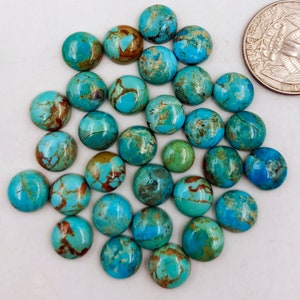 10 Pieces Blue Mohave Turquoise Round Shape Loose Smooth Polished Gemstone, Blue Mohave Turquoise Round 10x10mm, 8x8 mm image 3