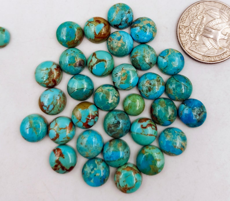 10 Pieces Blue Mohave Turquoise Round Shape Loose Smooth Polished Gemstone, Blue Mohave Turquoise Round 10x10mm, 8x8 mm image 3