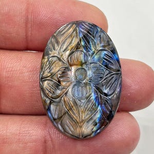 Natural carved Labradorite oval Shape Cabochon Flat Back Wholesale Gemstones  33x23x7mm