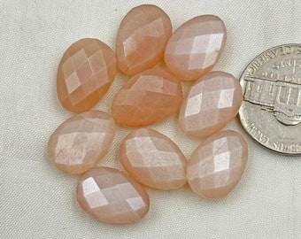 Peach Moonstone Briolette 10x14mm Calibrated Gemstone Checker Cut Natural Moonstone  9 pcs lot