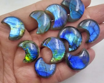 Natural Labradorite Moon Shape, Crescent Moon Gemstone, Blue Flash Labradorite cabochon for Jewelry Making Size 20-22 mm approx