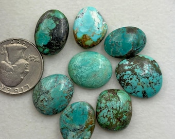 turkos cabochon, tibetansk turkos ädelsten, turkos ädelsten, lös turkos 8 st parti för smyckestillverkning vikt 82.0 karat
