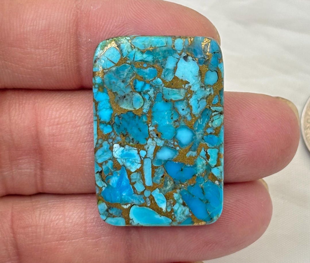 Blue Copper Turquoise Rectangle Shape Gemstone, Turquoise Cabochon ...