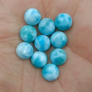 Natural Larimar, Round larimar gemstone, Natural larimar Cabochon lot, loose  larimar 10 mm oval, 10 pcs lot