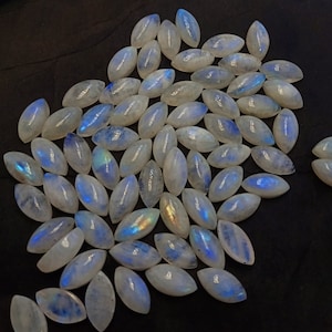 Moonstone marquise Natural Blue Flash Rainbow Moonstone marquise shape Cabochon Flatback, Loose Moonstone, Moonstone 10 pcs lot, 8x16mm