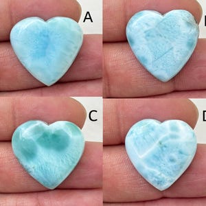 Coração de Larimar, pedra preciosa de larimar em formato de coração, lote de cabochão de coração de larimar natural, pedra preciosa solta de cabochão de coração de larimar natural