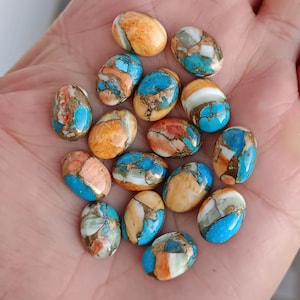Oyster Turquoise  Oval Shape Loose Smooth Polished Gemstone, Spiny Oyster Turquoise Oval 14x10mm 12x16, 5x7, 6x8, 8x10, 10x12mm, 13x18