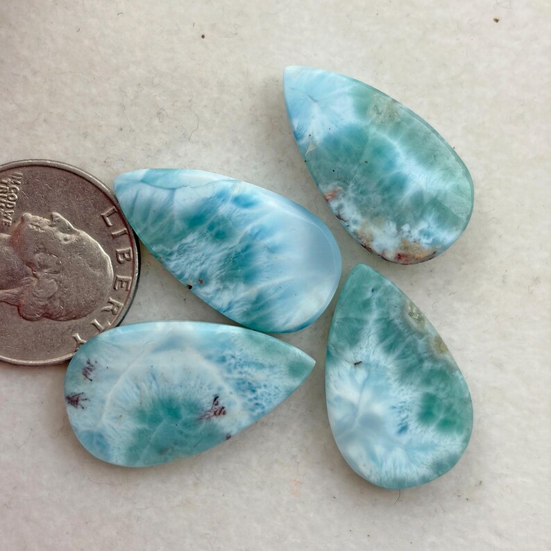 Natural Sky Blue Larimar Gemstone Lot, Teardrop Larimar Gemstone, Free ...