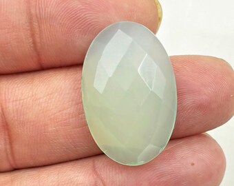 aqua Chalcedony Cabochon, cabujón de calcedonia de forma ovalada, calcedonia, cabujón de calcedonia facetada piedra preciosa suelta para joyería