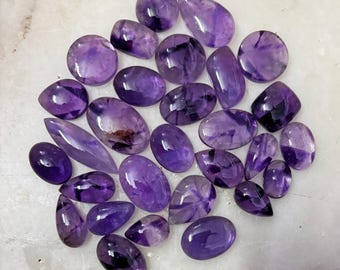 AAA+ Natural Amethyst Cabochon: mix Shape Flat Back ring size Gemstones