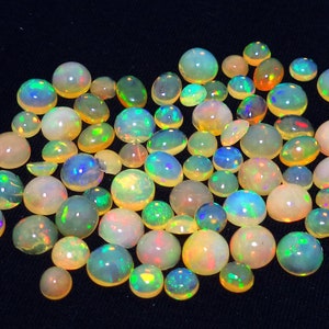 Pietra preziosa naturale di opale etiope, opale etiope cabochon rotondo, pietra preziosa di opale etiope 5 x 5 mm, 6 x 6 mm, 7 mm, 5 x 7 mm Opale sfuso per gioielli