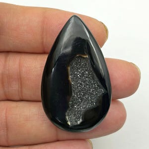 Cabochon di druse di onice nera naturale, 45x27x5 mm