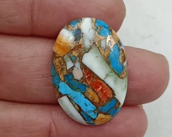 Oyster copper Turquoise,  Turquoise Gemstone, Spiny Oyster Turquoise Cabochon,  loose turquoise stone, oval turquoise