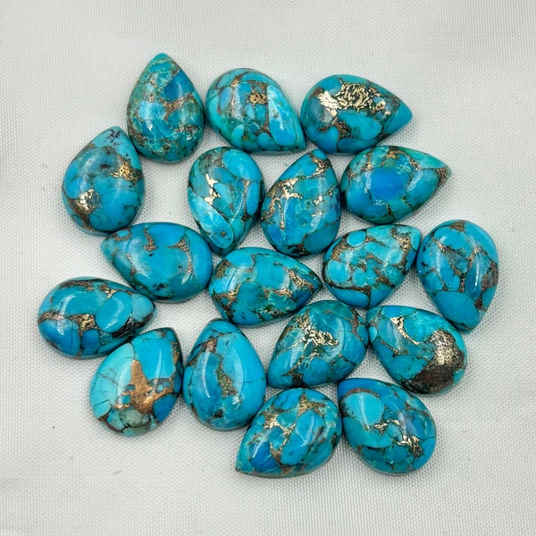 Blue Copper Turquoise Cabochon, Blue Turquoise gemstone, Loose Blue Copper Turquoise pear Gemstone for jewelry Making size 5x7 to 13x18mm