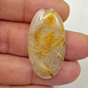 Golden Rutilated Cabochon Oval gemstone, Golden Rutilated Quartz Oval shape Cabochon Loose Gemstone, Rutile Cabochon stone