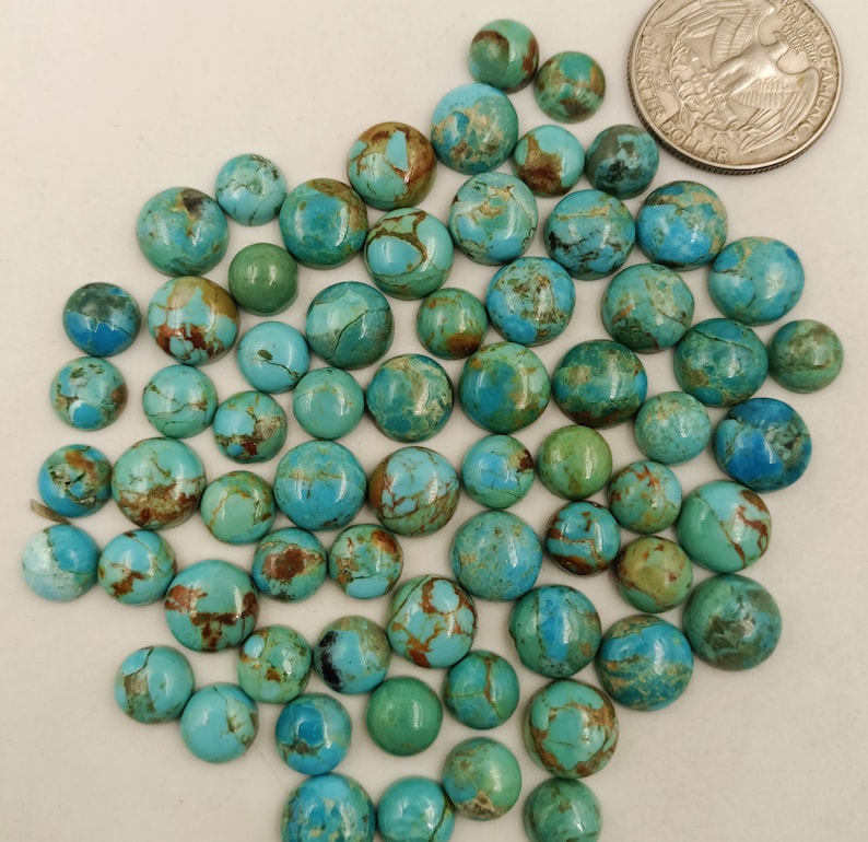 10 Pieces Blue Mohave Turquoise Round Shape Loose Smooth Polished Gemstone, Blue Mohave Turquoise Round 10x10mm, 8x8 mm image 2