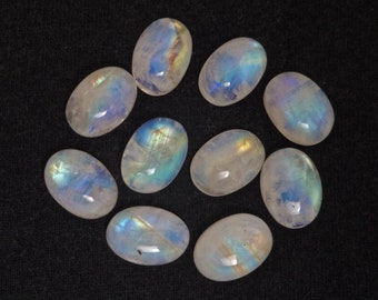 high Quality Natural Rainbow Moonstone, Blue Fire Rainbow Moonstone, Oval Moonstone 10x14mm, 12x16mm Jewelry Making Loose Moonstone Gemstone