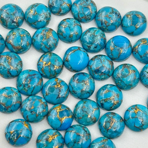 Natürliche Blau Kupfer Türkis runde Form Cabochon Wohnung Zurück Großhandel Edelsteine, Größe 5 bis 12mm