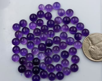 Cabujón de amatista redondo con parte trasera plana de 5 mm, 6 mm, 8 mm, 9 mm y 12 mm. Piedras preciosas sueltas.