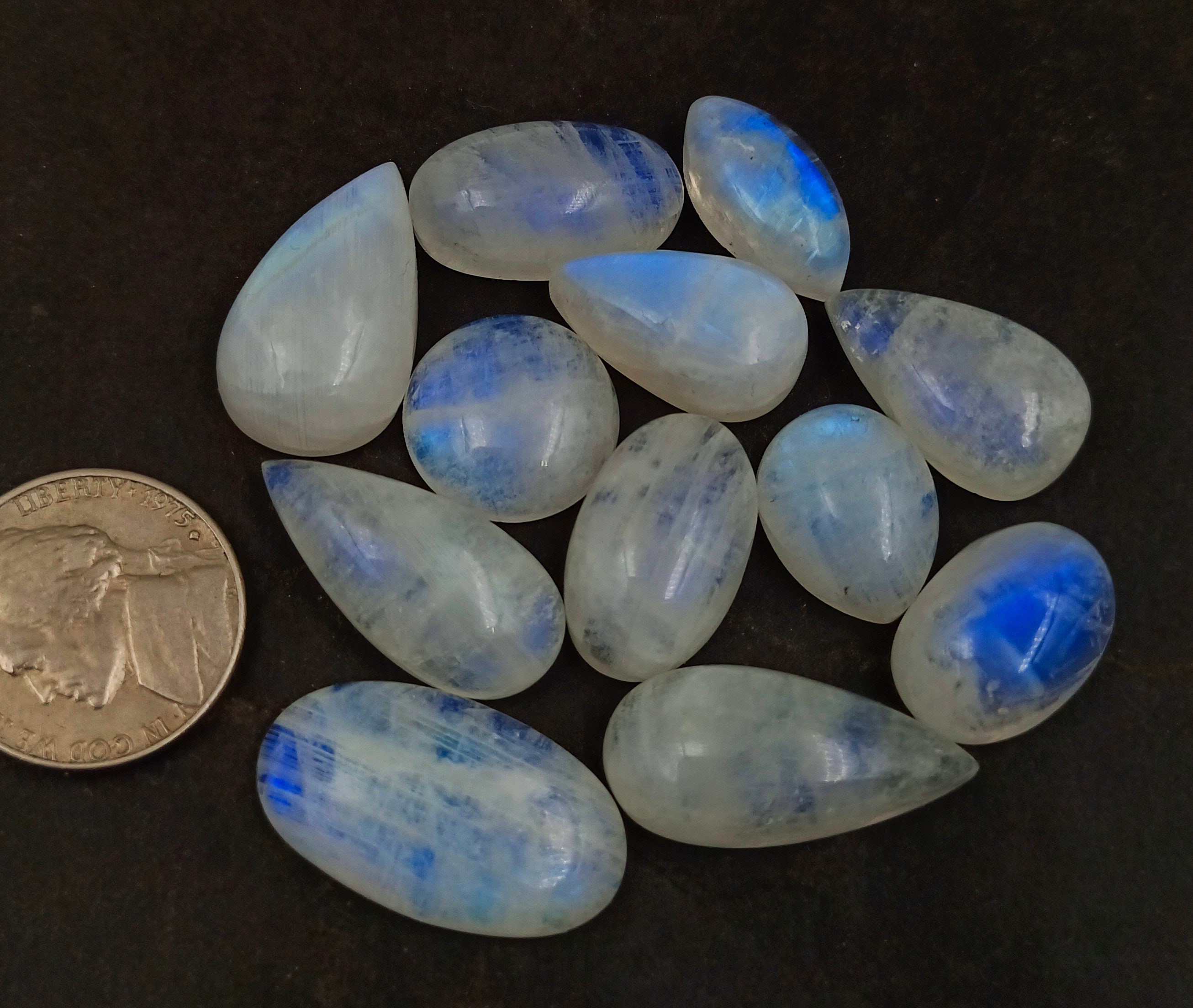 12 Pc Lot Moonstone Moonstone Cabochon Rainbow Moonstone Etsy