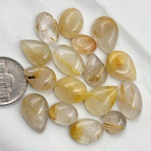 Golden Rutile Cabochon, Natural rutile gemstone, Rutile Quartz Gemstone 16 pcs Lot  Loose Golden Rutile for Jewelry Making Ct. Wt. 90.0