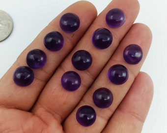10MM Amethyst Round Cabochon Gemstone, 10MM Round Natural purple Amethyst Cabochon, Calibrated Amethyst Round Gemstone Stone