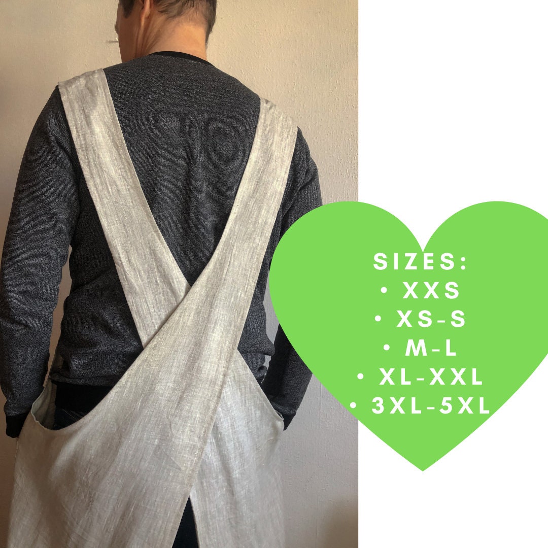 Linen Japanese Apron XXS5XL Plus Size Cross Back Apron With Etsy