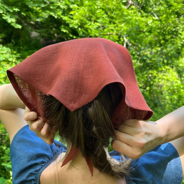 Pañuelo de lino Goblincore Accesorios para el cabello Verano, Pañuelo Cottagecore, Bandana Diadema Regalo de bautismo para mujeres