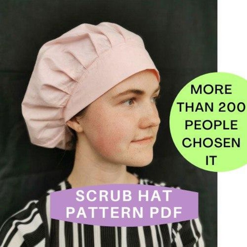 Bouffant SCRUB CAP pattern PDF surgical cap sewing Etsy