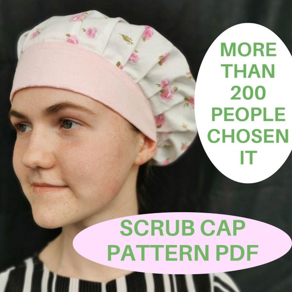 Surgical Scrub Cap PDF Sewing Pattern Printable for Women and Men, Bouffant Surgical Scrub Hat Pattern, Nurse Cap Gift, DIY Sewing Project