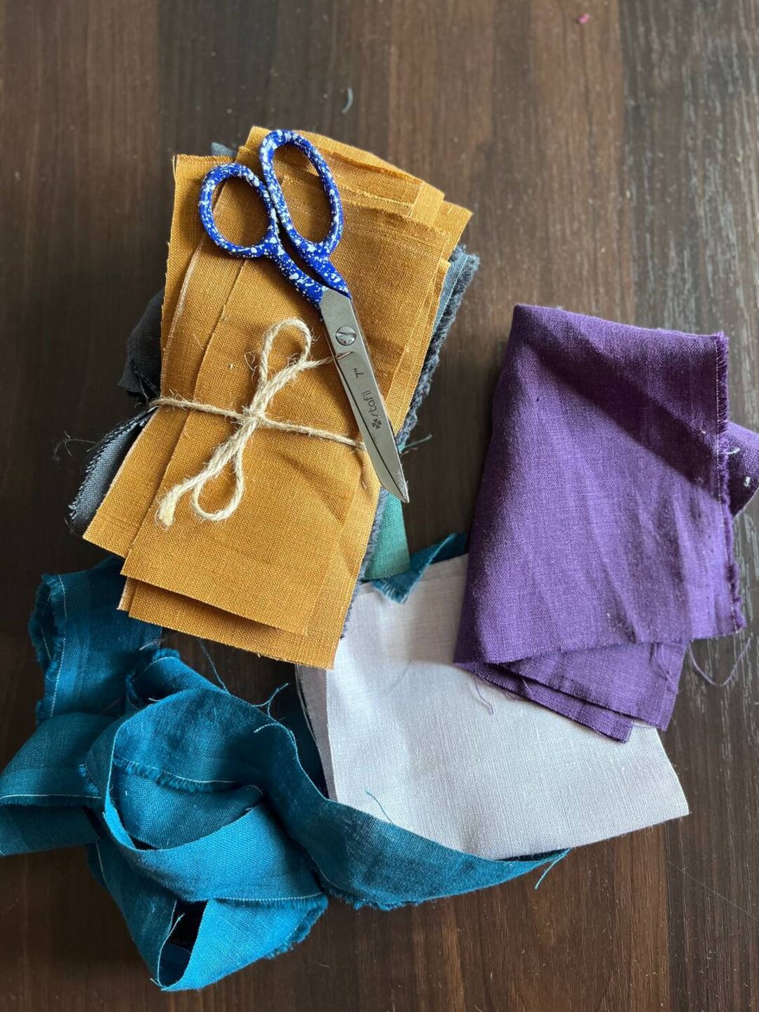 Linen Fabric Scraps Bundle Remnants for Sewing Quilting Doll Etsy