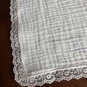 Muslin Handkerchief 4 Layers Gauze Cotton, Muslin Hankie With Lace Or Without Lightweight Boho, Reusable Soft Organic Cotton Napkin Tissues