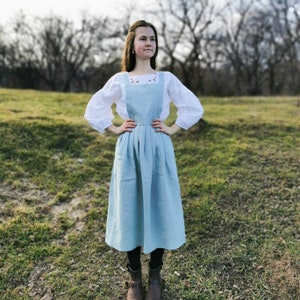 Linen Cottagecore Pinafore Dress + Skirt For Women, Anne Of Green Gables Spring Apron Dress, Cottagecore Clothing Overall Dress Plus Size