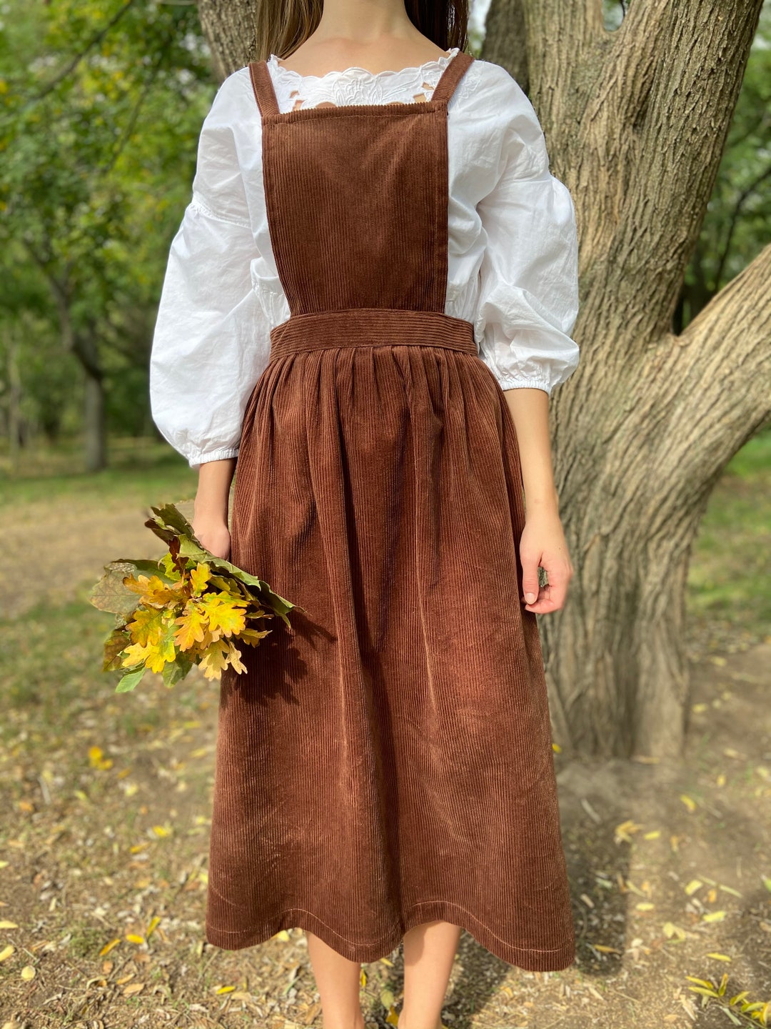 Corduroy Pinafore Dress Skirt Overall Vintage Midi Dress - Etsy