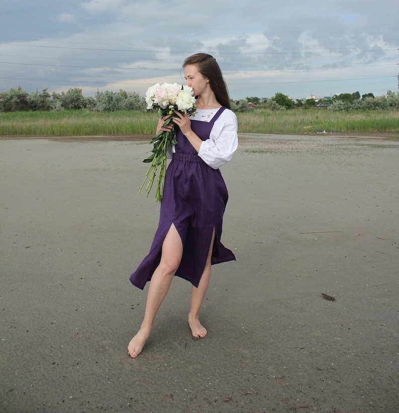 Purple Linen Sundress + Skirt Cottagecore Clothing Plus Size