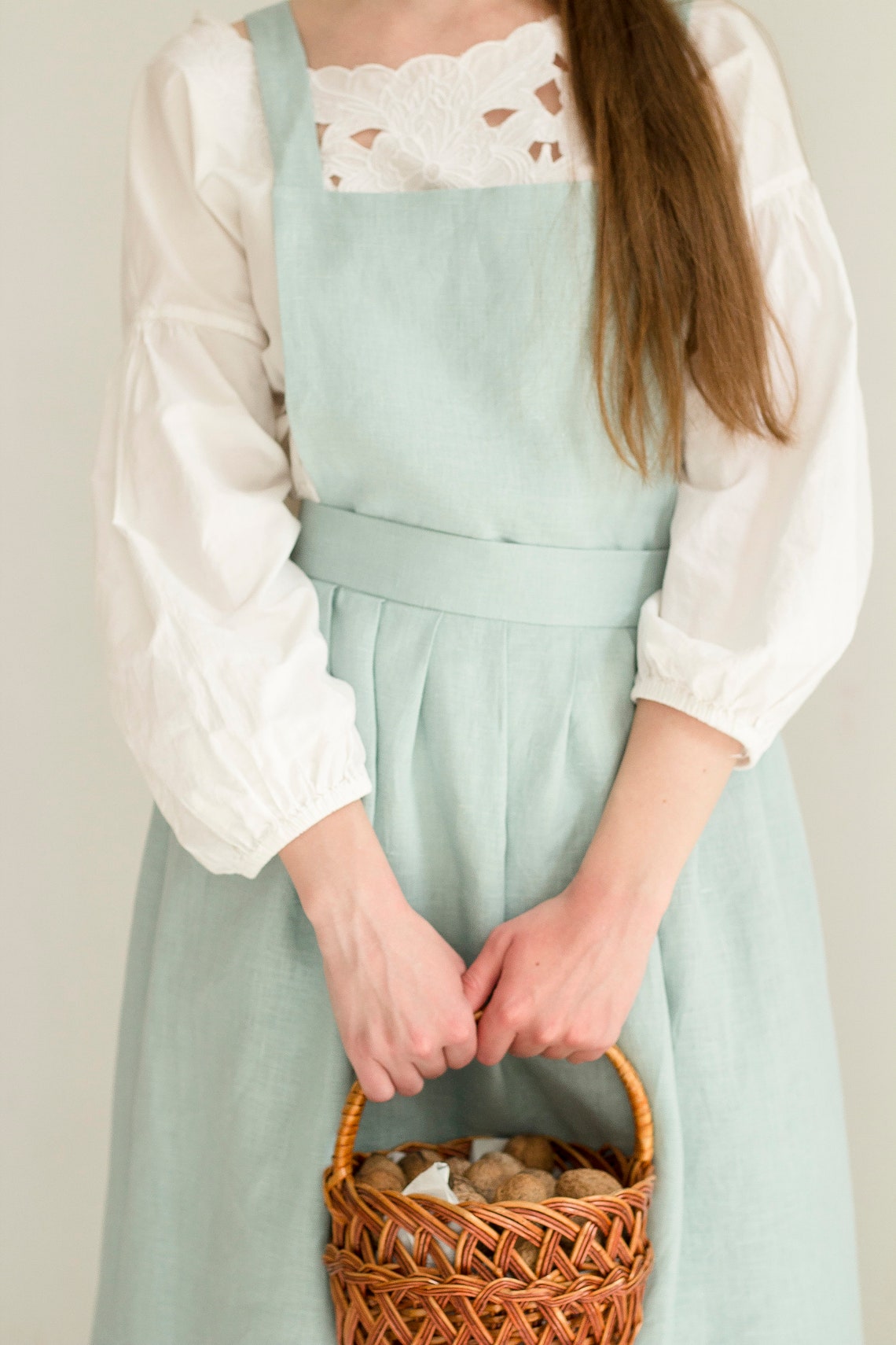 Linen Pinafore Apron Dress Half Apron Skirt Cottagecore Etsy