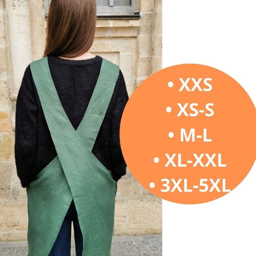 Linen Japanese Apron XXS5XL Plus Size Cross Back Apron With Etsy