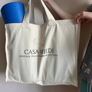 Denim Baumwoll-Einkaufstasche mit Logo-Namen Stickerei Geschenk, personalisierte Baumwolle Shopper Yoga Benutzerdefinierte Größe, Strand Wochenende Umweltfreundliche Tasche