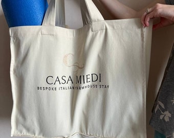 Denim Cotton Tote Bag With Logo Name Embroidery Gift, Personalised Cotton Shopper Yoga Custom Size, Beach Weekend Eco-friendly Bag
