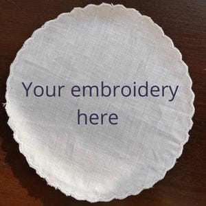 Embroidered Linen Jam Jar Lid Covers Logo Name Image, Personalized White Cloth Fabric Jelly Toppers Jars Wedding Honey Bridal Shower Favors