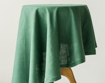 READY TO SHIP Green Linen Round 57" (145 cm) Tablecloth, Small Dinnig Tablecloth Thanksgiving Day Christmas Home Kitchen Decor