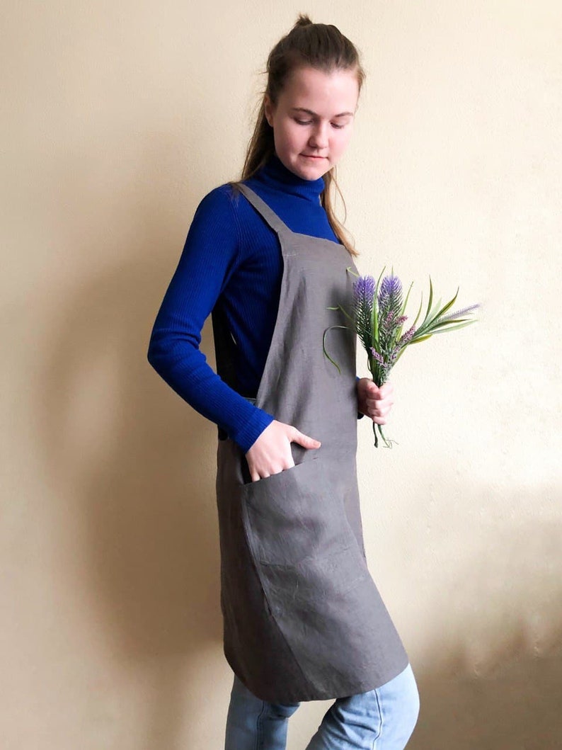 Personalized Linen Japanese Apron Plus Size XXS5XL Hand Etsy