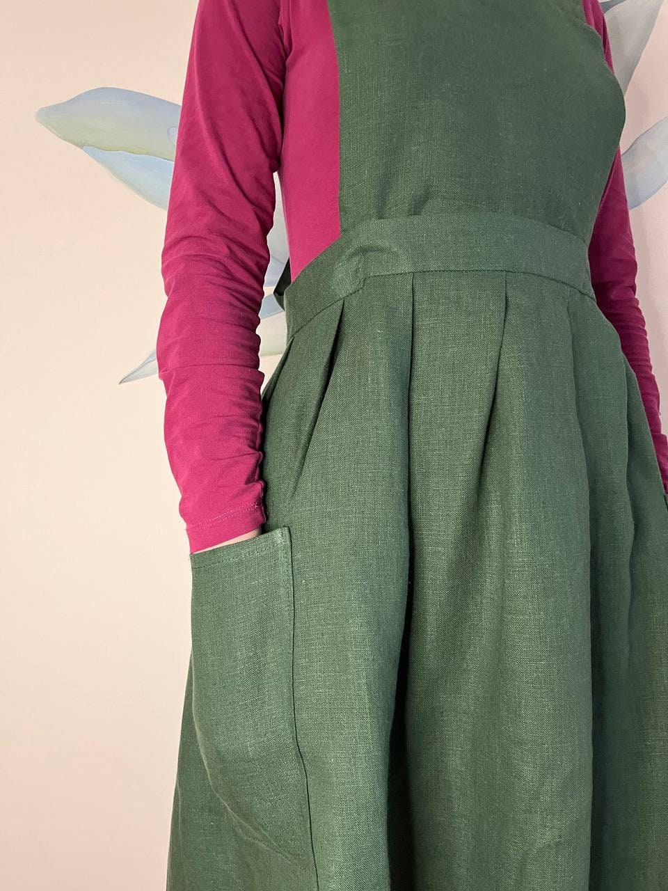 Green Linen Pinafore Apron Dress With Pockets + Half Apron Skirt, Fairycore  Clothing Linen Custom Long Overalls Apron for Women Plus Size - Etsy