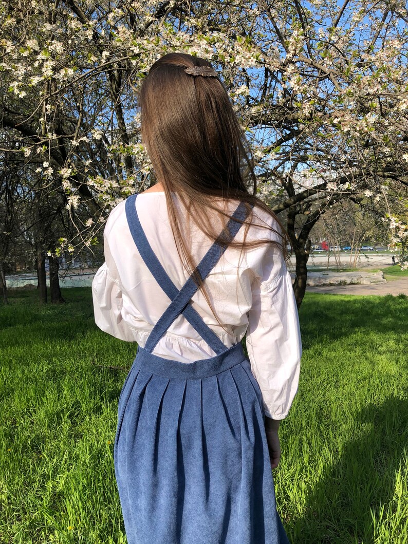 Corduroy Pinafore Dress Skirt Overall Vintage Midi Dress Etsy UK