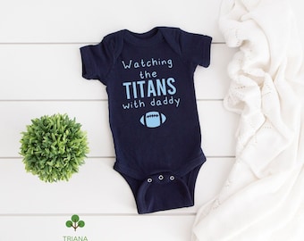 Watching the Game with Daddy Navy Blue Unisex Football Game Day Onesie®/Toddler T-Shirt, Sports Fan Gender Reveal Gift Idea