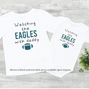 Watching the Game with Daddy Unisex Football Game Day Onesie® or Toddler T-shirt, Sports Fan Gender Reveal Gift Idea