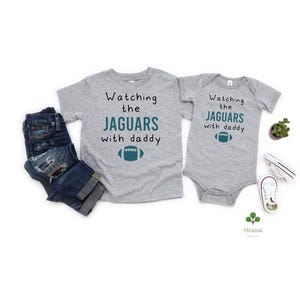Watching the Game with Daddy Heather Gray Unisex Football Game Day Bodysuit/Toddler T-Shirt, Sports Fan Gender Reveal Gift Idea