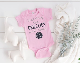 Watching the Game with Daddy Pink Basketball Game Day Baby Onesie®